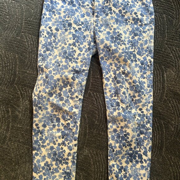 MICHAEL KORS Floral Izzy Cropped Skinny Pants Jeans White/Blue - Size 10 - Picture 3 of 8